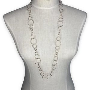 LHC 925 Sterling Silver Chain Necklace Rings Bubble Cable Designer Italy 34”